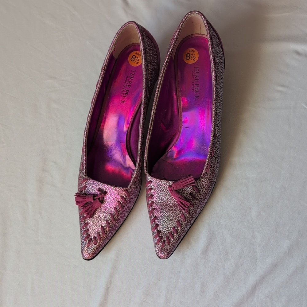Pierre Hardy Shimmering Pink Heels with Tassels